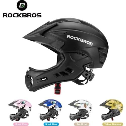 ROCKBROS Kids Cycling Helmet Bike Helmet Full Face Protection Detachable Sports Safety Cap Children Roller Skating Scooter Helme