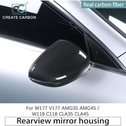 CREATE CARBON for Mercedes Benz A CLA Class W177 V177 AMG35 AMG45 W118 C118 CLA35 CLA45 Real Carbon Fiber Rear View Mirror Cover