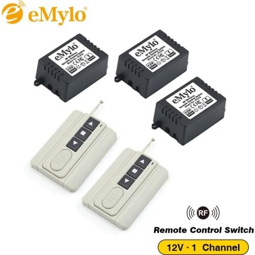 EMylo RF 12V Smart Switch Wireless Remote Control Light Switch White Wide Transmitter 3X 1 Channels Relays 433Mhz Toggle Switch