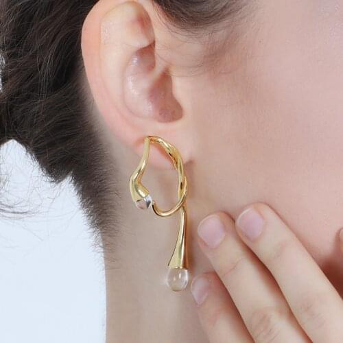 FFLACELL 2019 Creative Custom Vintage Chic Metal Gold Twisted Knotted Crystal Drop earrings for Women Girls Gift Party