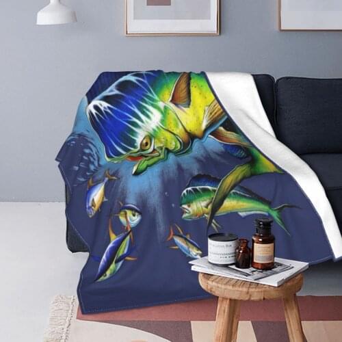 Bull Dolphin Blanket Fleece Summer Ocean Animal Multi-function Super Soft Throw Blanket for Home Bedroom Bedspreads