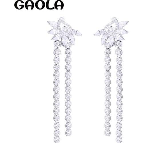 GAOLA New Design Flower Zirconia Earring Silver Color Women Fashion Earrings Luxury Jewelry GLE6755