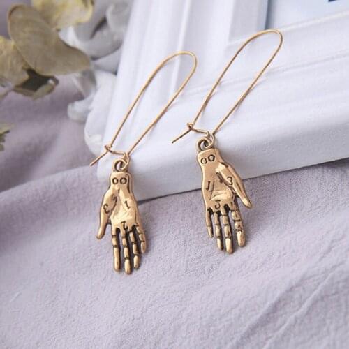 Palmistry earrings Fortune Teller Palm reader hand earrings chiromancy in silver color tone Mystery jewelry pendant woman gift