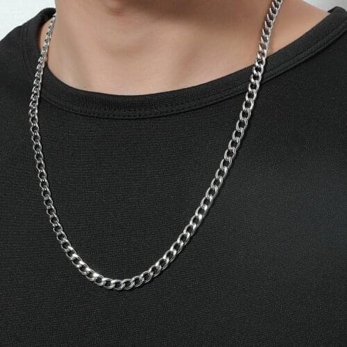Hip Hop Stainless Steel Necklace Fashion Simple Chain Necklace Personality Mens Believers Hip Hop Rock Party Jewelry
