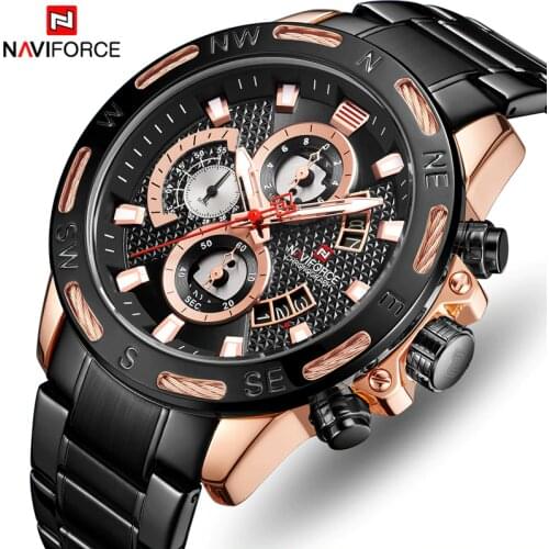 Top Brand NAVIFORCE Mens Watches Men Fashion Luxury Business Quartz Watch Stainless Steel Military Sport Wristwatch Male Clock