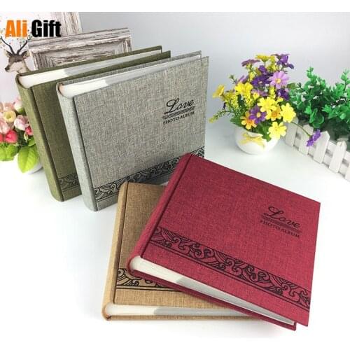 Linen Cover 6-inch Intert Photo Album 200 Pcckets Slip Memo Paper Baby Family Scrapbook Picture Wedding Foto Scrapbooking Gift