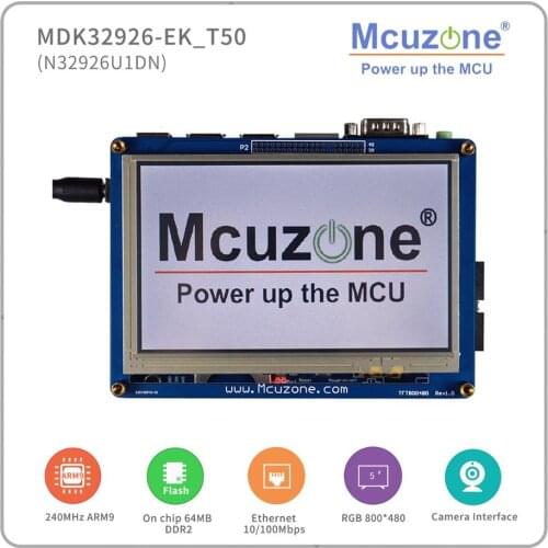 MDK32926-EK-T50-OV7725 N32926U1DN 64MB DDR2 16MB+256MB FLASH,LCDC, H.264 and JPEG codec, 5" 800480 TFTLCD with TP