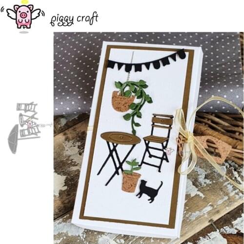 Piggy Craft metal cutting dies cut die mold Sun umbrella chair table Scrapbook paper craft knife mould blade punch stencils dies