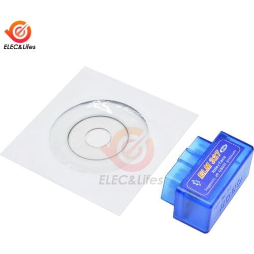 DC 12V Mini ELM327 V2.1 OBD2 OBDII Bluetooth Car diagnostic automatic scanning scanner bluetooth adapter for Android/Symbian