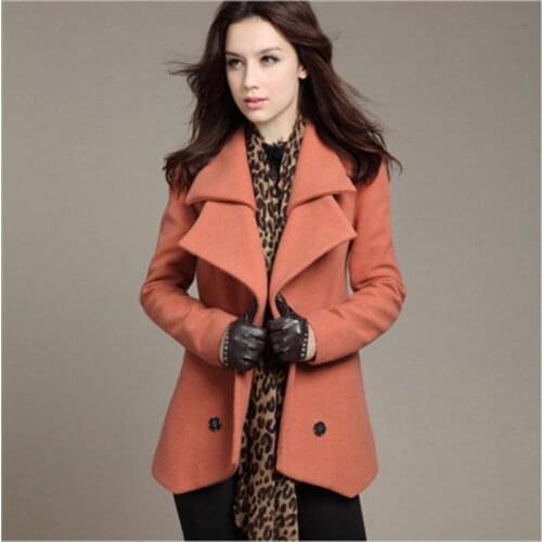 Fashion casual Blazers women spring coat ladies New woolen slim-fit large size double-breasted mid-length womens woolen coat