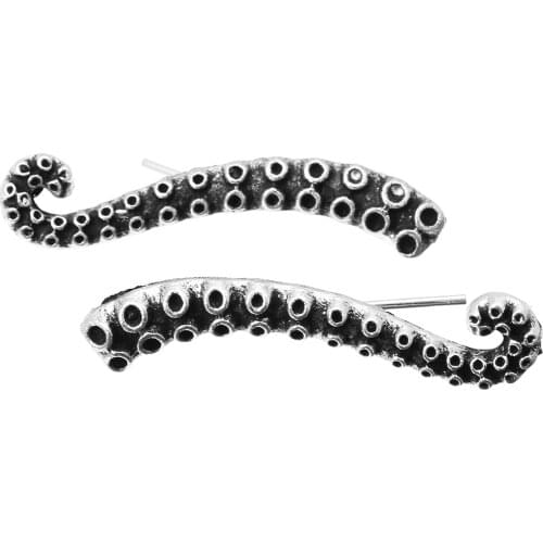 Fashion Octopus Tentacle Earring Vintage Punk Ear Piercing Cuff Clip-On Pin Earrings For Women Men Hip Hop Stud Earring Jewelry