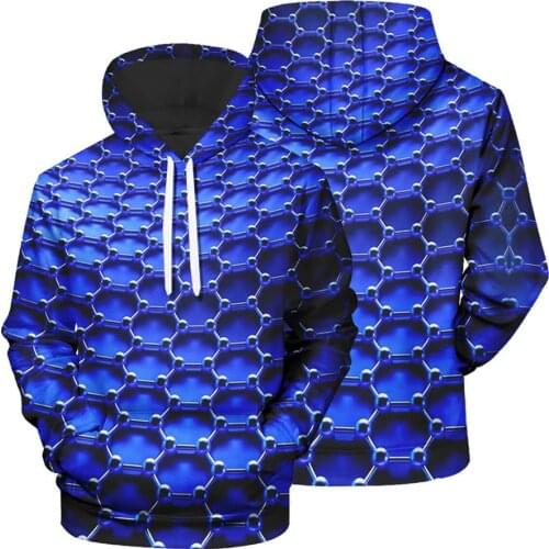 Mens Grid Print Sweatshirt Casual 3D Mesh Pattern Top Personalized Pullover Durable and Comfortable Hoodie