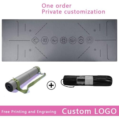 Natural Rubber Non-slip Position Line Gym Fitness Mats Yoga Pads Sweat-absorbent Widened Pilates Mat Customized Pattern Name