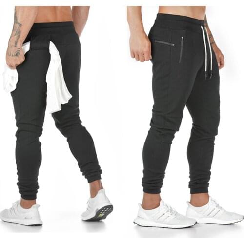 2020 new European and American sports pants mens cotton fitness running training pants mens sports pants