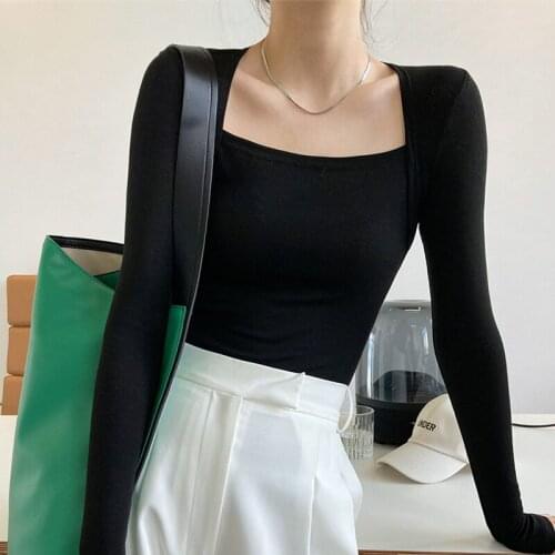 2021 New Autumn Fashion Female T-shirt Slim High Quality Women Tee Fake Two Solid Color Casual Elegant Ladies Tops T314