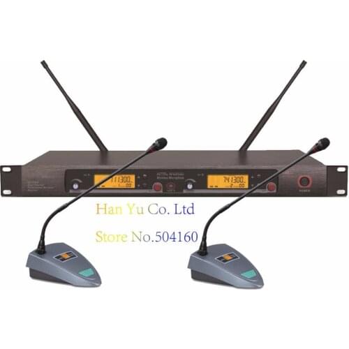 Professional UHF Wireless Microphone System with Screen Dual Channel 2 Handheld Mic for Karaoke Church Speech Meeting
