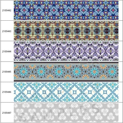 Morocco Patterns Printed Flower Grosgrain Ribbon Texture Prints Tape 5Yards for DIY Handmade Material Headdress