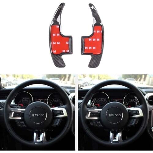 Real Carbon Fiber Steering Wheel Shift Paddle Shifter Fit For Ford Mustang 2015-2019