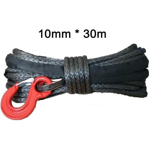 Grey 10mm*30m Synthetic Winch Cable With Hook ,Synthetic Rope,Spectra Winch Rope,Towing Rope