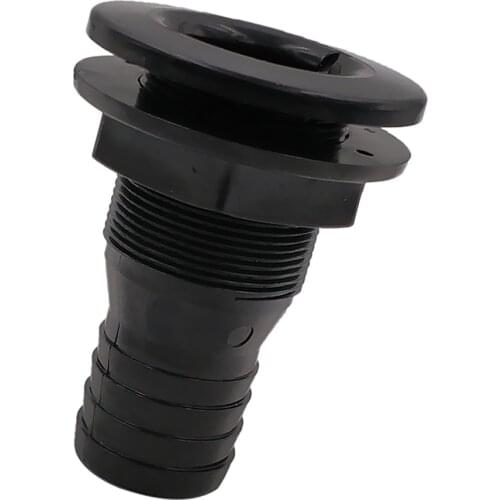 1.5" Black Plastic Thru-Hull Bilge Boat Yacht Pump Hose Fitting Connector