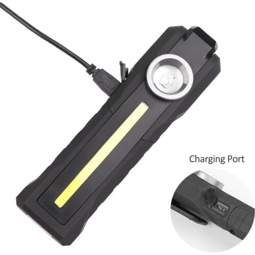 USB Rechargeable LED Work Light Flashlight Lamp with Magnetic Base for Car Repair Home Outdoor Camping Fishing Emergency