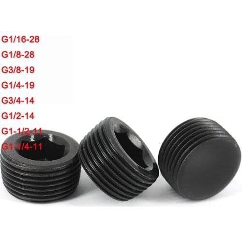 Grade 12.9 Carbon Steel 1/16 Inch OD BSP Pipe Plug Male Thread Hex Socket Oil Line Plug Throat Tap Stop Plug Set Screws G1/16-28