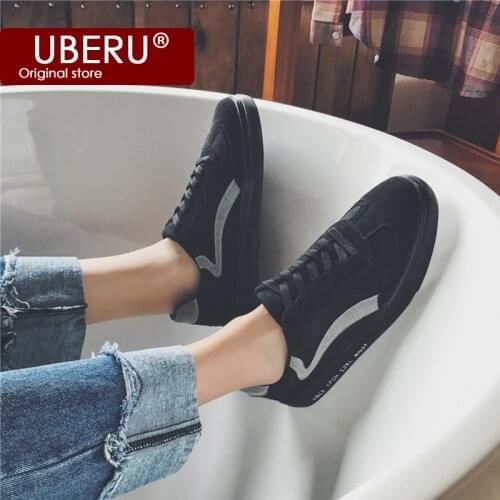 UBERU 2021 new low-top shoes spring and autumn style male students Korean black lace-up sneakers fashion all-match canvas shoes