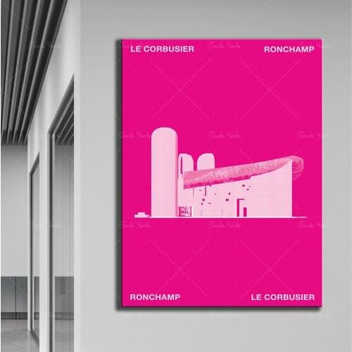 Architecture Vintage Print Bauhaus Le Corbusier Minimalist Design Poster RONCHAMP Midcentury Retro Home Decor
