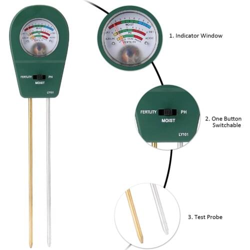 Soil Moisture/Soil Fertility/Soil PH 3-in-1 Soil PH Meter Soil Detector PH Tester Garden Flowers Soil Moisture Sensors