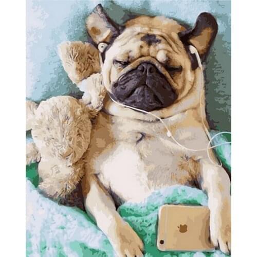 Frameless painting by numbers animals wall decor diy picture oil painting on canvas for home decor 4050cm Bulldog