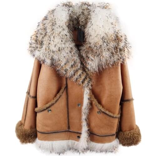 Genuine Mongolia Sheep Fur Collar Womens Coats Warm Female Jacket Autumn Winter Clothes Women 2020 Ropa De Mujer Zjt901