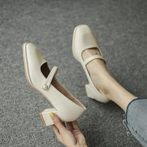 Womens Mary Jane Shoes Pumps Women 2021 Summer Soft New Red Sexy Ladies Party Luxury Design High Heels Thick Heel Shoes women