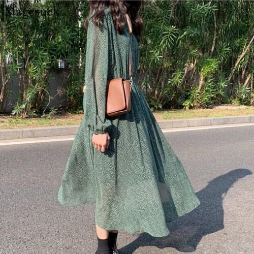 2021 Autumn Vintage Women Dress Elegant Plus Size Long Sleeve Bodycon Party Dress Women Polka Dot Dresses Women Vestidos 9886
