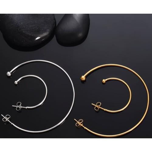 1 Pair Big Circle For Women Hoop Earrings Exaggerated Hoop Ear Loop Smooth Ring Earring Stainless Steel Jewelry