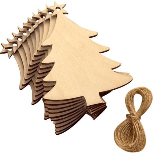 10pcs Christmas Wooden Craft Hanging Plaque Christmas Tree Pendants Party Decor Hanging Ornaments for Christmas Tree Decoration
