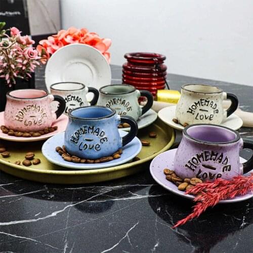 12 piece 6 Personality Coffee Cup Pad Colorful Turkish coffee Cup Porcelain Ceramic Tea