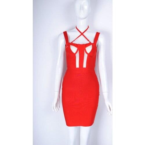 2017 Fashion Chic Shining Straps Sexy Halter Wholesale Women Celebrity Party Bandage Dress