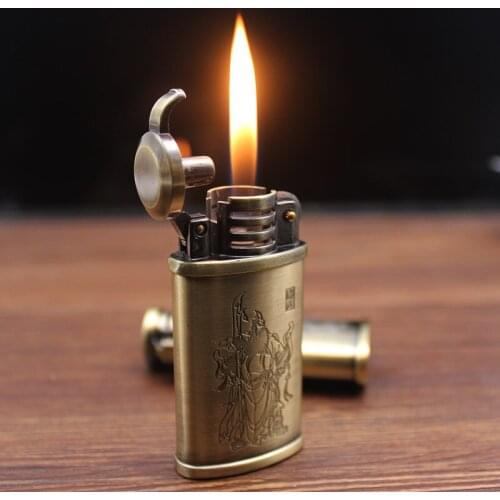 2021 antique Creative Butane Gas inflate lighter Metal Personality grinding Wheel retro GASOLINE cigarette lighter