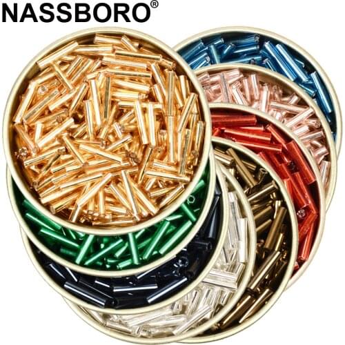 2x9mm Silver Lined Bugle Czech Glass Beads For Jewelry Making Charms Long Tube Beads Loose Spacer Beads Diy Bracelet Wholesale