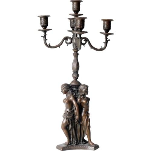 48CM Three Girls Candleholder Candlestick Bronze Statue Sculpture Vintage Art Classy Home Decoration