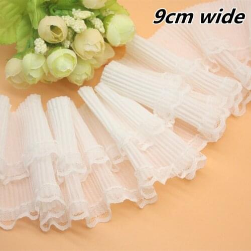 9cm Wide Soft Double Layer Toothpicks Pleated Tulle Lace Wedding Dress Shirt Ruffled Cuffs Sewing Decoration Skirt Accessories