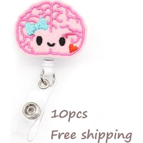 Free Shipping Cartoon Brain Retractable Nurse ID Badge Card Reel Nursing Accessories
