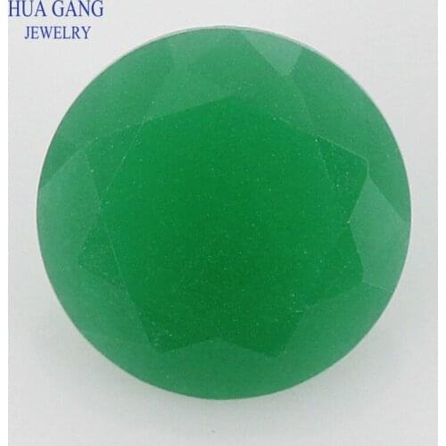 Free Shipping Size 3.0-12mm Green Translucent Round Shape Matte Bottom Loose Glass Stones Machine Cut Synthetic Gems For Jewelry
