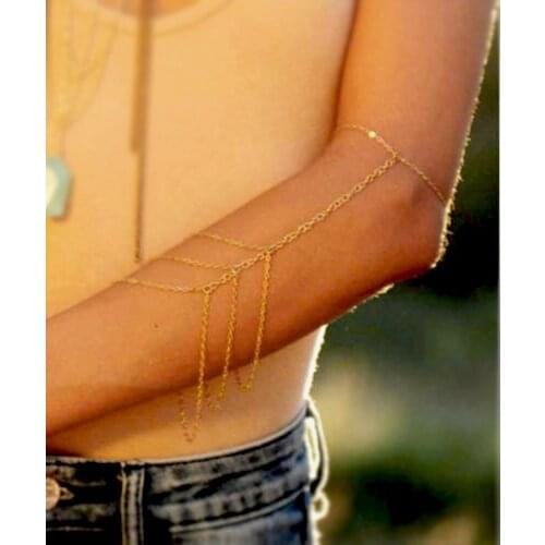 Arm chain gold body sexy chain arm harness,armlet bikini body harness arm jewelry hand chain boho Jewelry