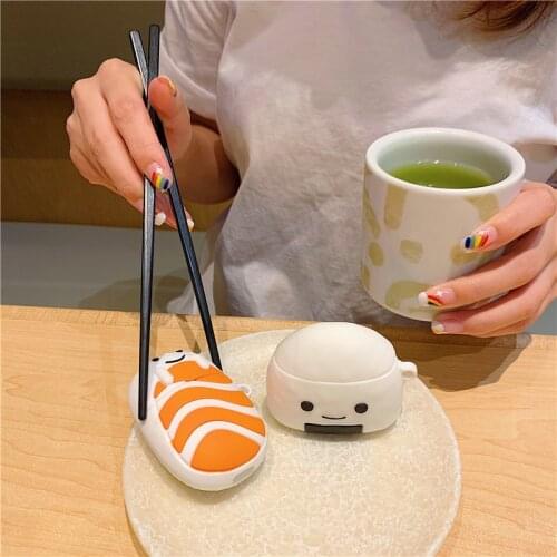 Salmon case for airpods 1 charging box food rice ball soft silicone shockproof earphone protect cover for apple airpods 2 coke