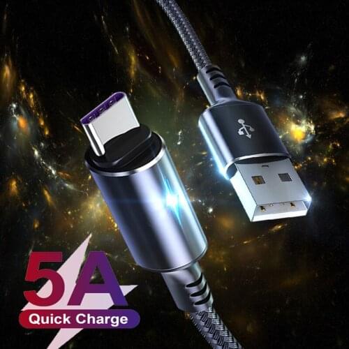 5A Type C Cable Smartphone Fast Charging Cord USB-C Data Sync Line For Xiaomi 11 10 Samsung S21 S20 Huawei P40 P30 Redmi Note 9s