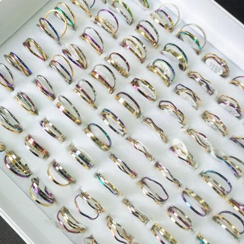 50Pcs/Lot Wholesale Hot Simple Ring For Women Female Cute Finger Rings Romantic Birthday Gift For Girlfriend Fashion Jewelry