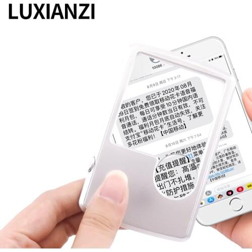 LUXIANZI 3X 6X Credit Card Magnifying Glass with LED light Portable Transparent Magnifier Read Books Repair parts HD Loupe