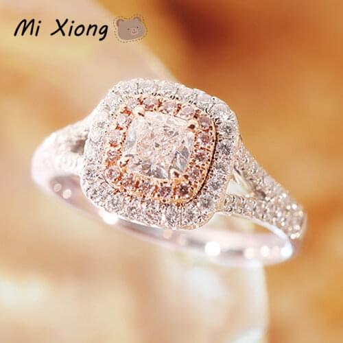 Mi Xiong s925 sterling silver sparkling full diamond ring light luxury exquisite craftsmanship charm ladies engagement jewelry