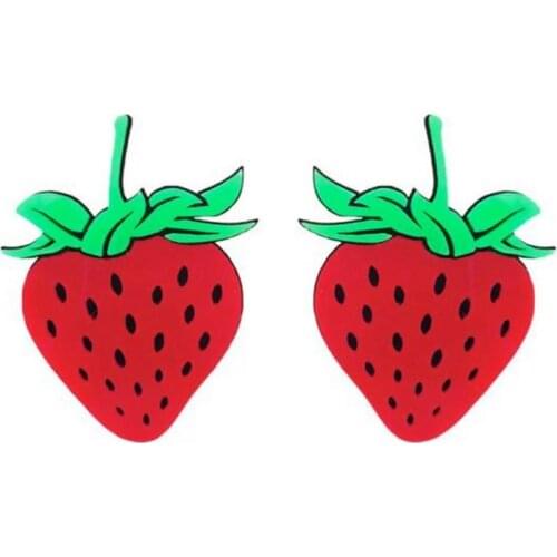 Fashionable Red Strawberry Fruit Stud Earring Women Girly Fresh Acrylic Earrings New Fashion 2020 Jewelry E20026